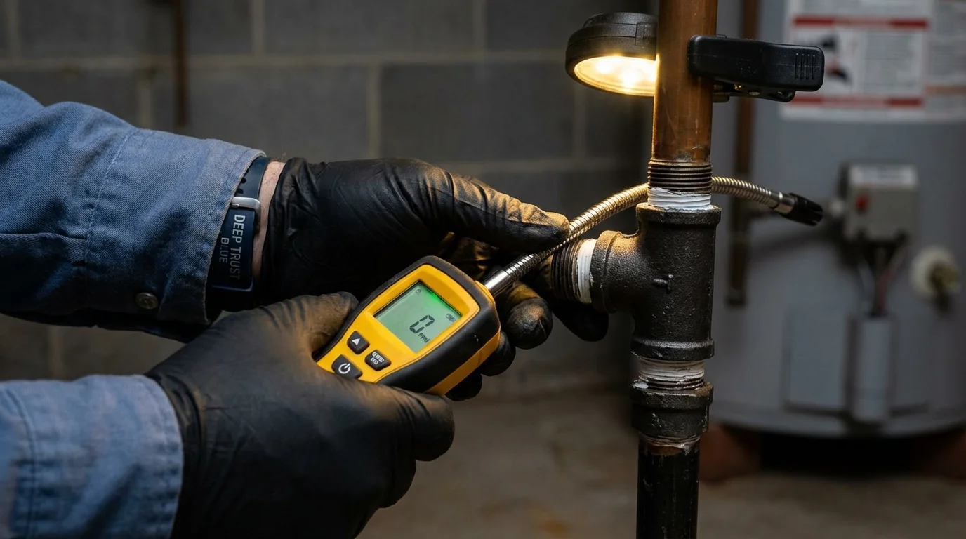 Gas leak detection with electronic sniffer by Johns Plumbing LLC in Basile