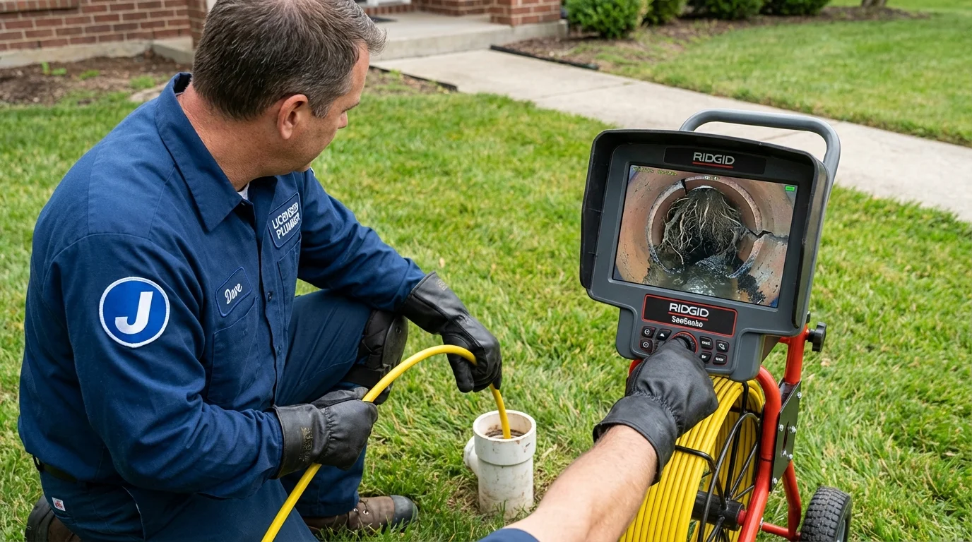 Sewer camera inspection being performed by Johns Plumbing LLC in Basile