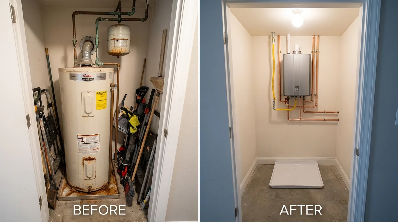 Tank water heater versus wall-mounted tankless unit comparison for Basile, LA homeowners